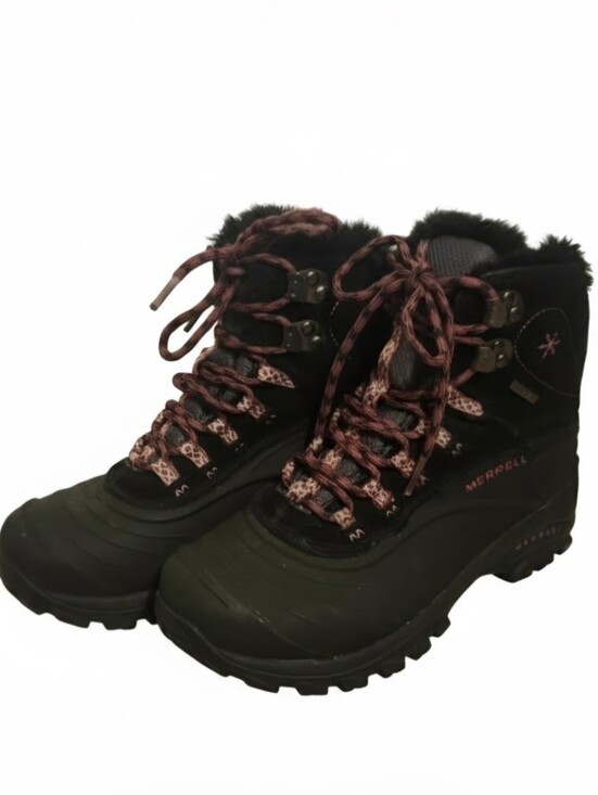Merrell Shoes - Merrell Women's Black Winter Hiking Boots with Maroon Accent Laces